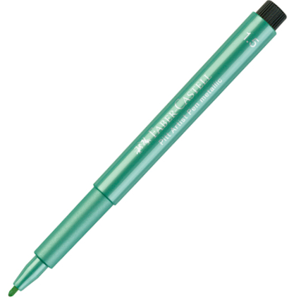 Маркер с пулевидным пером Faber-Castell Pitt Artist Pen "Металлик" зеленый купить в магазине маркеров и товаров для рисования ArtCraft.Space