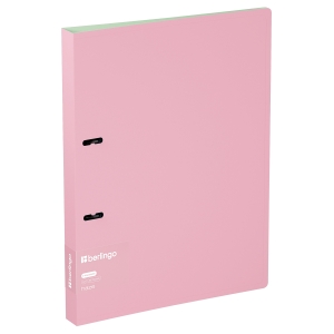 Папка на 2 кольцах Berlingo "Haze" А4, 24мм, 600мкм, D-кольца, с внутр. карманом, розовая, софт-тач