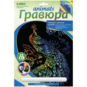 Гравюра с цветной основой Lori "Грациозный павлин", 23,5*17,5см