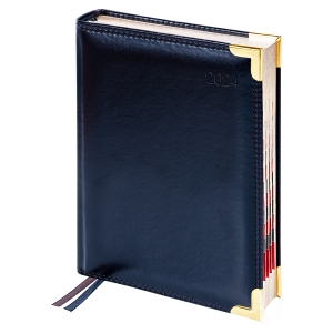 Ежедневник датированный 2024г., А6, 184л., Delucci, Гладкая кожа, зол. срез, черный