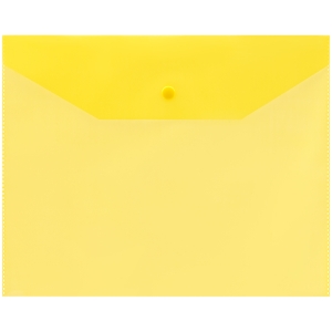 Папка-конверт на кнопке OfficeSpace А5 (190*240мм), 120мкм, пластик, полупрозрачная, желтая