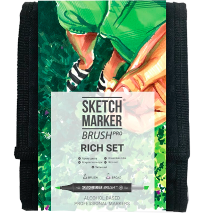 Набор 12 маркеров Sketchmarker Brush Pro "Насыщенные тона" в пенале купить в магазине маркеров ArtCraft.Space с доставкой по всему миру