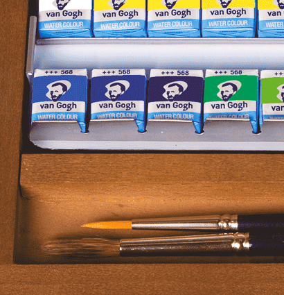 Набор акварели Van Gogh Wooden Box 24 цвета в деревянном этюднике с кистями и палитрой Ван Гог купить в художественном магазине ArtCraft.Space с доставкой по РФ и СНГ