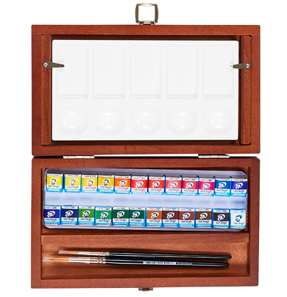 Акварель Van Gogh Royal Talens Галерея набор 24 кюветы в деревянном кейсе купить в художественном магазине ArtCraft.Space с доставкой по всему миру