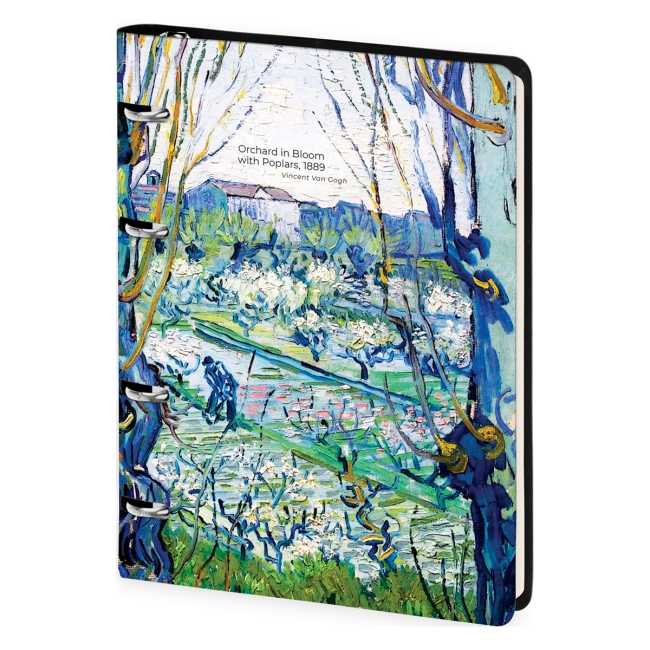 Тетрадь на кольцах А5, 80л. ЛАЙТ, кожзам, Greenwich Line "Van Gogh. Orchard in Bloom", тон. блок