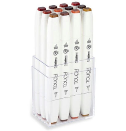 Купить набор маркеров для скетчинга Touch Brush 12 штук древесные тона в магазине товаров для скетчинга ArtCraft.Space с доставкой по РФ