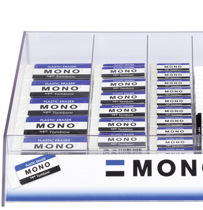 Настольный дисплей с ластиками Tombow Mono в ассортименте 98 штук купить ластики оптом в художественном магазине ArtCraft.Space с доставкой по РФ и СНГ