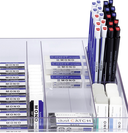 Настольный дисплей с ластиками Tombow Mono в ассортименте 98 штук купить ластики оптом в художественном магазине ArtCraft.Space с доставкой по РФ и СНГ