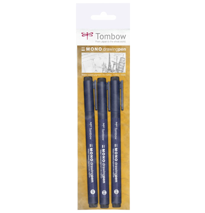 Набор линеров Tombow MONO Drawing Pen 3 штуки (0.26 мм, 0.35 мм, 0.46 мм) черные купить в художественном магазине ArtCraft.Space с доставкой по РФ и СНГ