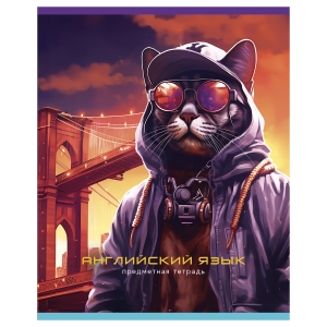 Тетрадь предметная 48л. BG "Мир будущего" - Английский язык, металлизированный картон