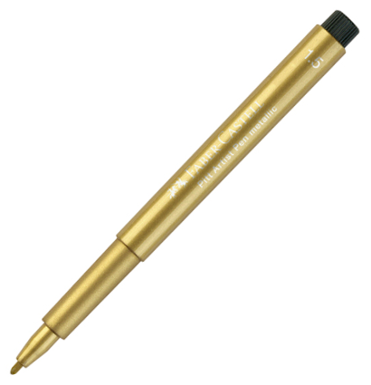 Маркер с пулевидным пером Faber-Castell Pitt Artist Pen "Металлик" золотой купить в магазине товаров для рисования ArtCraft.Space с доставкой по РФ и СНГ