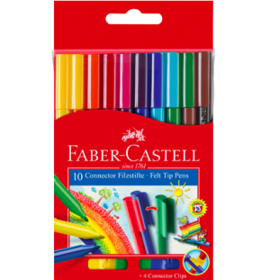 Фломастеры Faber-Castell "Connector", 10цв., смываемые, соединяемые колпачки, картон, европодвес