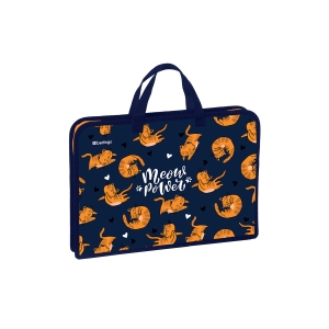 Папка с ручками 1 отделение, А4 Berlingo "Meow power", 340*245*40мм, пластик, на молнии