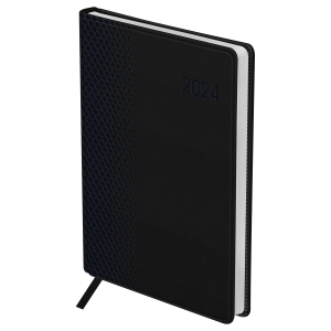 Ежедневник датированный 2024г., А5, 176л., кожзам, OfficeSpace "Victor", черный