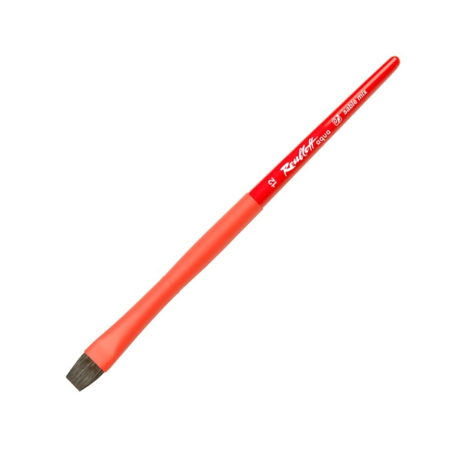 Кисть Roubloff Aqua Red round соболь-микс плоская обойма soft-touch ручка короткая красная №12