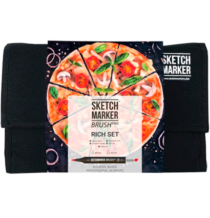 Набор 24 маркера Sketchmarker Brush Pro "Яркие цвета" в пенале купить в магазине маркеров ArtCraft.Space с доставкой по всему миру