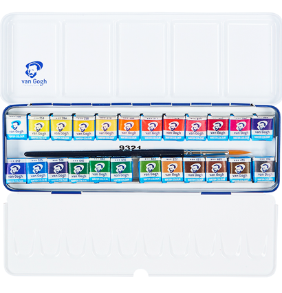 Акварель Van Gogh Royal Talens набор 24 кюветы в металлическом кейсе купить в художественном магазине ArtCraft.Space