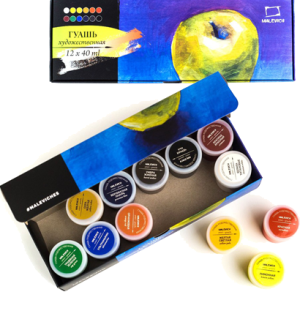 Набор гуаши Малевичъ, 12 цветов по 40 мл