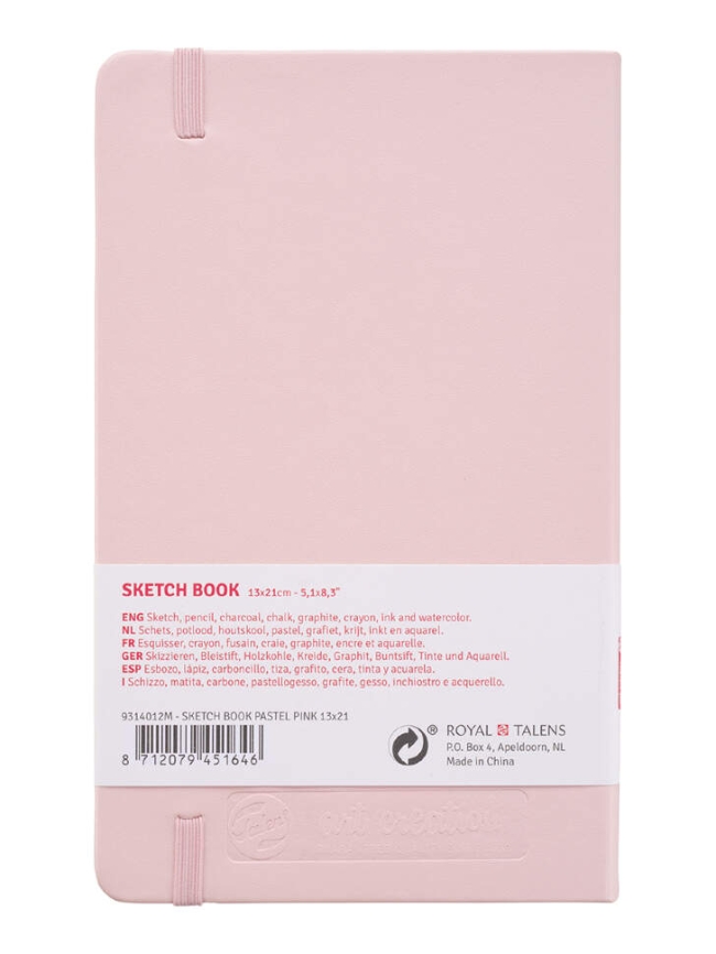 Блокнот для зарисовок Art Creation 140г/кв.м 13*21см 80л твердая обложка розовая,