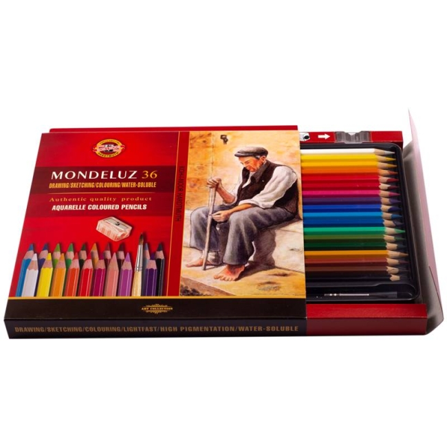 Карандаши акварельные Koh-I-Noor Mondeluz Old Man набор 36 цветов с кистью и точилкой купить в художественном магазине ArtCraft.Space с доставкой Карандаши акварельные Koh-I-Noor Mondeluz Old Man набор 36 цветов с кистью и точилкой купить в художественном магазине ArtCraft.Space с доставкой