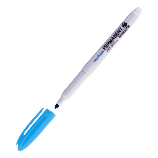 Маркер перманентный MunHwa голубой, пулевидный, 1,5мм Маркер перманентный MunHwa голубой, пулевидный, 1,5мм
