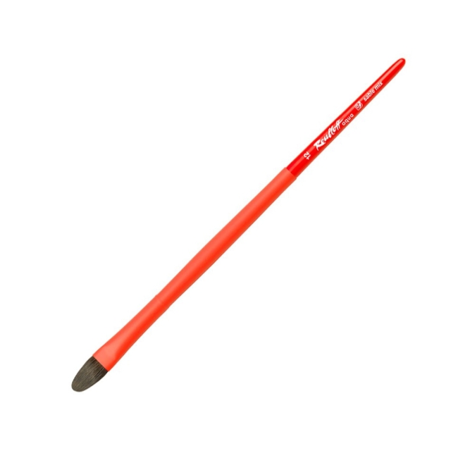 Кисть Roubloff Aqua Red oval соболь-микс овальная обойма soft-touch ручка длинная красная №12