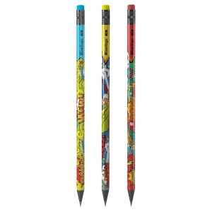 Карандаш ч/г Berlingo "Hype" HB, черное дерево, круглый, заточен., с ластиком, ассорти