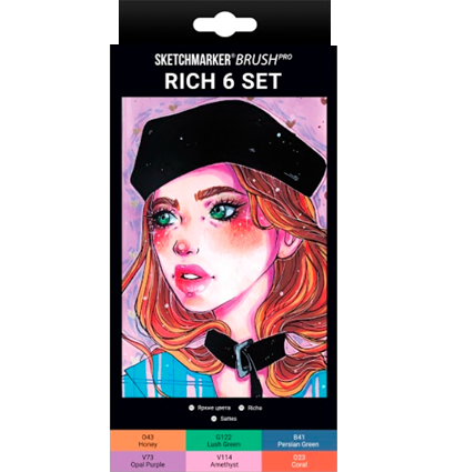 Набор маркеров для скетчей Sketchmarker Brush Pro Яркие цвета 6 цветов купить в магазине маркеров ArtCraft.Space с доставкой Набор маркеров для скетчей Sketchmarker Brush Pro Яркие цвета 6 цветов купить в магазине маркеров ArtCraft.Space с доставкой