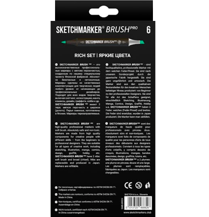 Набор маркеров для скетчей Sketchmarker Brush Pro Яркие цвета 6 цветов купить в магазине маркеров ArtCraft.Space с доставкой Набор маркеров для скетчей Sketchmarker Brush Pro Яркие цвета 6 цветов купить в магазине маркеров ArtCraft.Space с доставкой