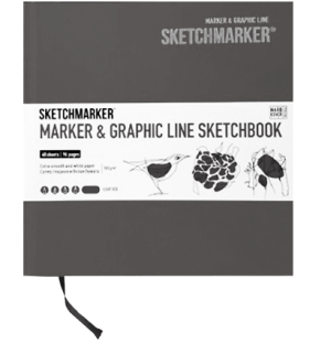 Скетчбук SKETCHMARKER MARKER & GRAPHIC LINE 180г/м.кв 163х163мм 48л твердая обложка цв.угольный,