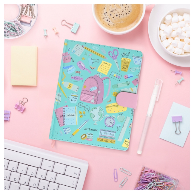 Дневник 1-11 кл. 48л. (твердый) MESHU "Cute", иск. кожа, УФ-печать, магн. клапан, тон. блок, ляссе