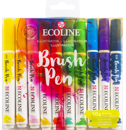 Акварельные маркеры Ecoline Brush Pen в наборе 10 цветов "Иллюстратор" купить в художественном магазине ArtCraft.Space