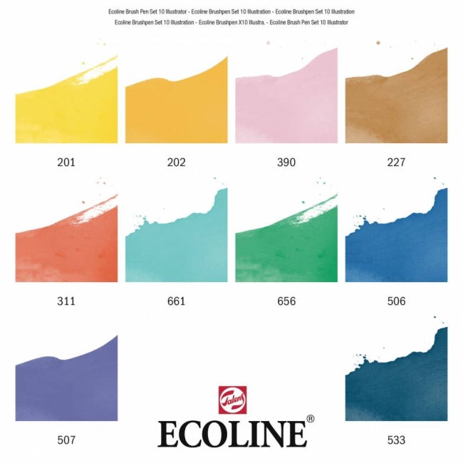 Акварельные маркеры Ecoline Brush Pen в наборе 10 цветов "Иллюстратор" купить в художественном магазине ArtCraft.Space
