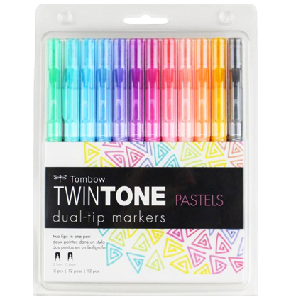Набор двусторонних маркеров-линеров Tombow Twin Tone Pastels 12 (пастельные) купить в художественном магазине ArtCraft.Space с доставкой по РФ и СНГ