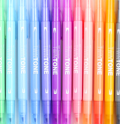 Набор двусторонних маркеров-линеров Tombow Twin Tone Pastels 12 (пастельные) купить в художественном магазине ArtCraft.Space с доставкой по РФ и СНГ