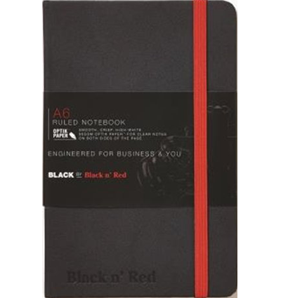 Блокнот OXFORD Black n´Red A6 72л линейка фикс.резинка карман твердая обложка