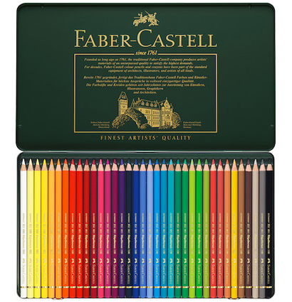 Цветные карандаши Faber Castell Polychromos набор из 36 цветов в металлическом кейсе купить в магазине товаров для рисования ArtCraft.Space