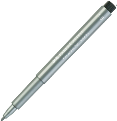 Маркер с пулевидным пером Faber-Castell Pitt Artist Pen "Металлик" серебряный купить в магазине маркеров для рисования ArtCraft.Space с доставкой по РФ и СНГ