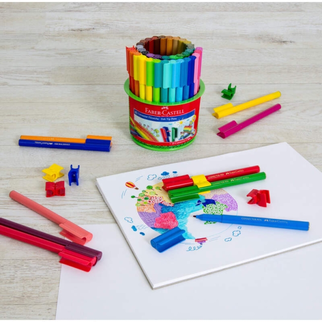 Фломастеры смываемые Faber-Castell Connector для детей набор 60 цветов в чемоданчике купить в магазине маркеров ArtCraft.Space с доставкой по РФ и СНГ Фломастеры смываемые Faber-Castell Connector для детей набор 60 цветов в чемоданчике купить в магазине маркеров ArtCraft.Space с доставкой по РФ и СНГ