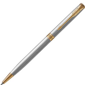Ручка шариковая Parker "Sonnet Stainless Steel GT Slim" черная, 1,0мм, поворот., подар. уп.