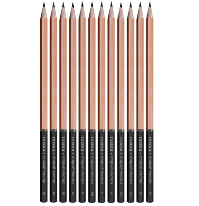 Набор карандашей ч/г Гамма 12шт., 5B-5H, картон. упаковка, европодвес