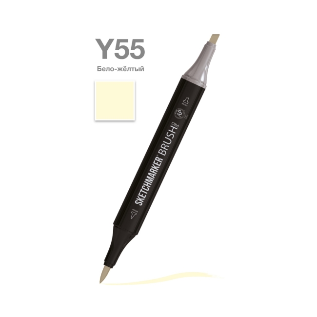 Маркер SKETCHMARKER Brush двухсторонний на спирт.основе цв.Y55 Бело-жёлтый
