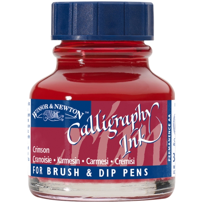 Тушь Winsor&Newton для каллиграфии (синяя крышка), 30мл, малиновая Тушь Winsor&Newton для каллиграфии (синяя крышка), 30мл, малиновая