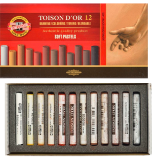 Пастель художественная Koh-I-Noor "Toison D'or Soft 8592 Brown line", 12цв., картон. упак.