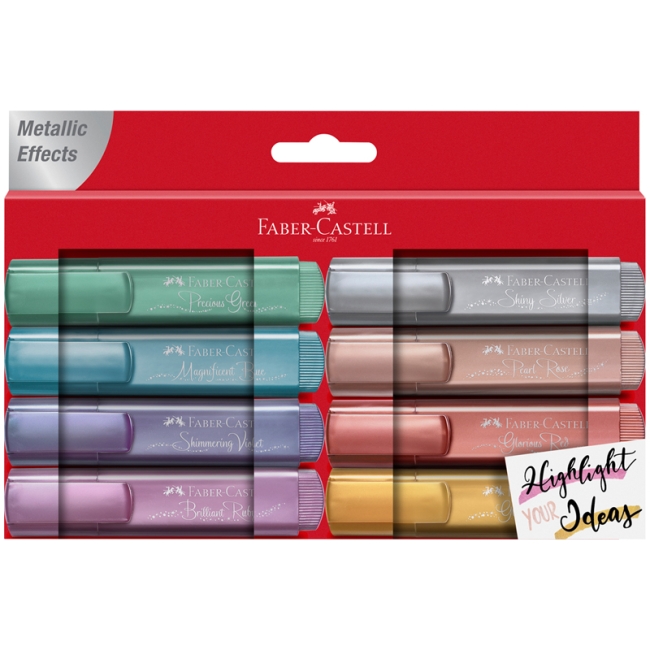 Набор текстовыделителей Faber-Castell "TL 46 Metallic" 08цв., 1-5мм, картон