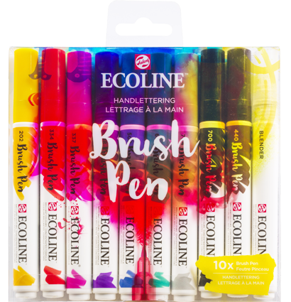 Акварельные маркеры Ecoline Brush Pen в наборе 10 цветов "Леттеринг" купить в художественном магазине ArtCraft.Space