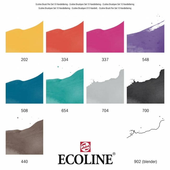 Акварельные маркеры Ecoline Brush Pen в наборе 10 цветов "Леттеринг" купить в художественном магазине ArtCraft.Space