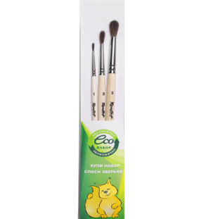 Набор Roubloff 3 кисти из синтетики имитации белки/ ручка коротк. пропит. лаком/ белая об,