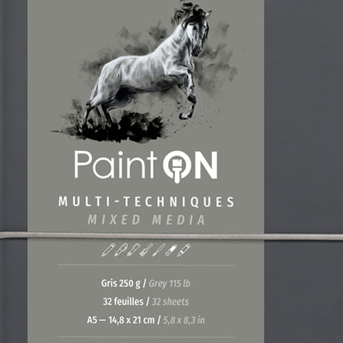 Скетчбук для смешанных техник Paint'On ClaireFontaine серая бумага А5 / 32 листа / 250 гм купить в магазине ArtCraft.Space