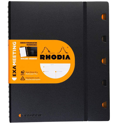 Ежедневник Rhodiactive ExaMeeting, 160х210 мм, черный, ПП  обложка, линия, 80л, белый, микроперф., 9,